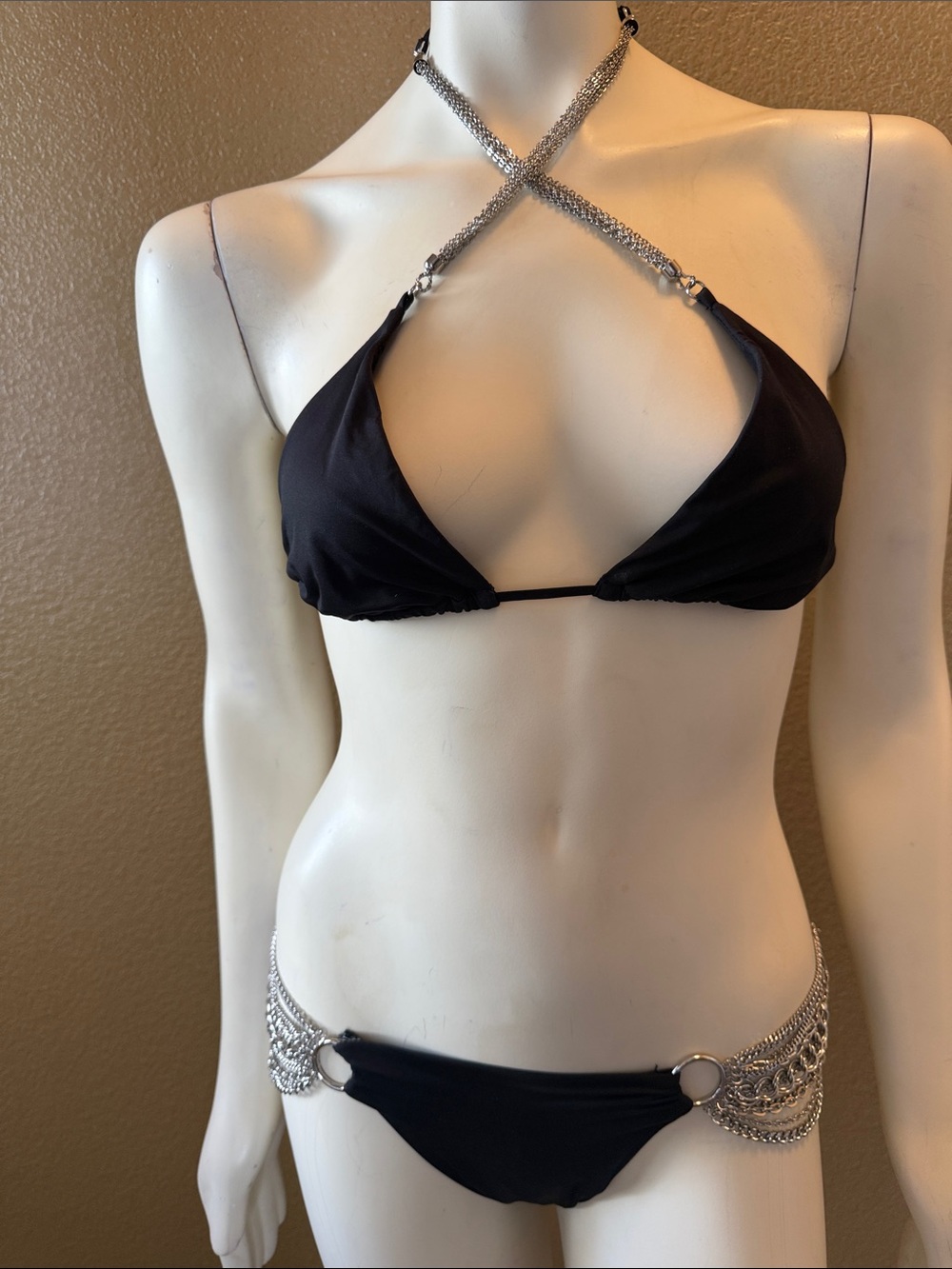 Beach BunnyVintage Ball & Chain Black Bikini with Silver Hardware